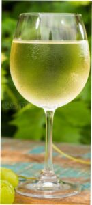 A glass of chilled white wine