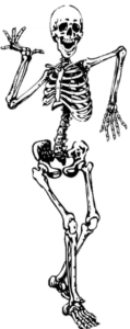 A comical dancing skeleton